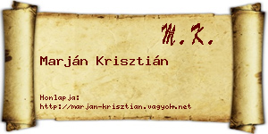Marján Krisztián névjegykártya